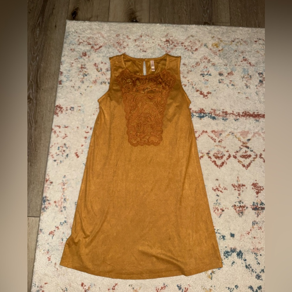 Xhilaration Gold Dress with Floral Lace